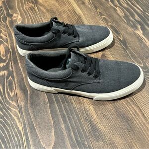 Polo Ralph's Lauren Felton Canvas Pony Sneakers Gray w/black Logo Mens 9D Preppy